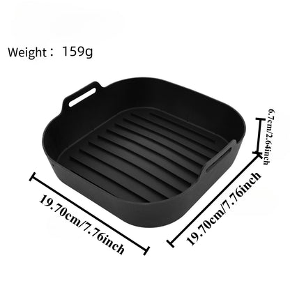Square Air Fryer Silicone Pot Liner Food‑Grade Reusable Non‑Stick Silicone Basket with Handles for Air Fryer Baking Accessories