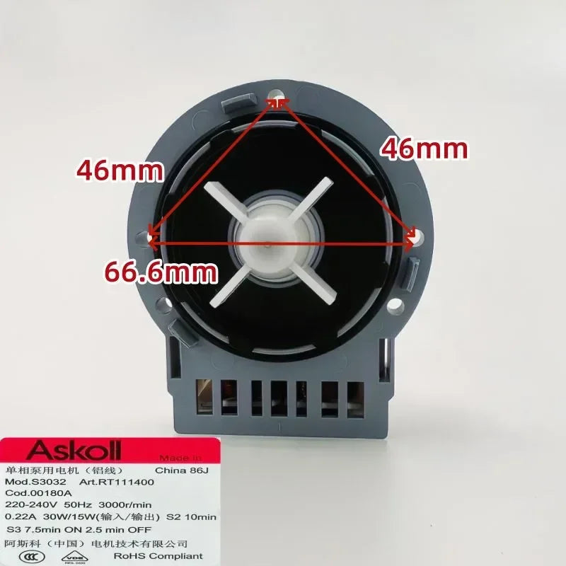 For Askoll 00180A 30008D Compatible with Samsung LG Drum Washing Machine Drain Pump
