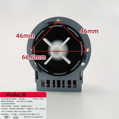 For Askoll 00180A 30008D Compatible with Samsung LG Drum Washing Machine Drain Pump