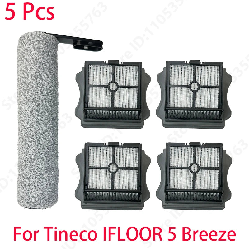 For Tineco IFLOOR 5 Breeze Complete Wet/Dry All-in-One Vacuum Cleaner Spare Parts Brush Roller and HEPA Filter Replacement Acces