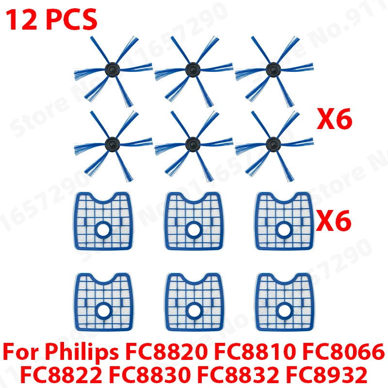 HEPA Filter Screen Side Brush Compatible with Philips FC8820 FC8810 FC8066 FC8822 FC8830 FC8832 FC8932 Robot Vacuum Cleaner Accessories