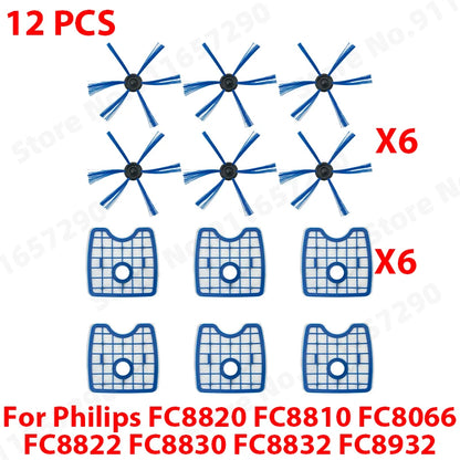 HEPA Filter Screen Side Brush Compatible with Philips FC8820 FC8810 FC8066 FC8822 FC8830 FC8832 FC8932 Robot Vacuum Cleaner Accessories