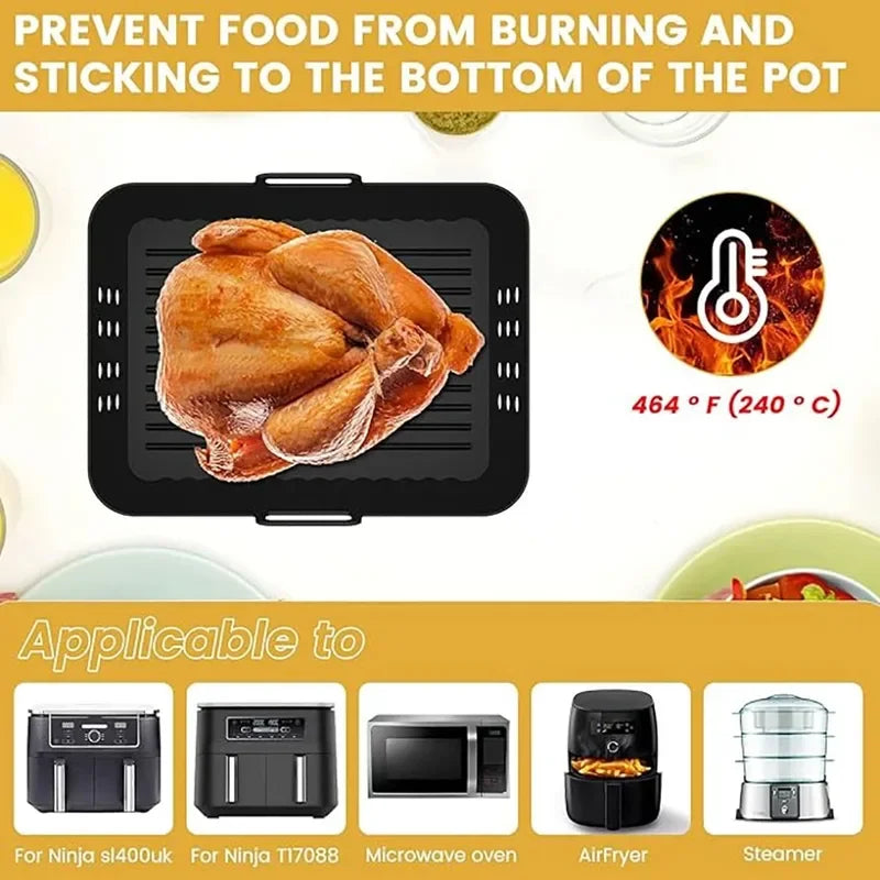 2Pcs/1Pcs Air Fryer Silicone Liners for Ninja SL400 SL401 Stack XL Basket Reusable Air Fryer Baking Tray Airfryer Accessories
