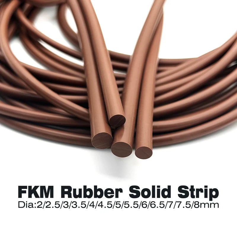 1/3/5M FKM Rubber Strip Dia 2~8mm Fluororubber Sealing Solid Round Strip
