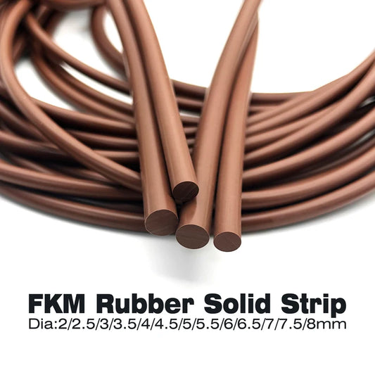 1/3/5M FKM Rubber Strip Dia 2~8mm Fluororubber Sealing Solid Round Strip