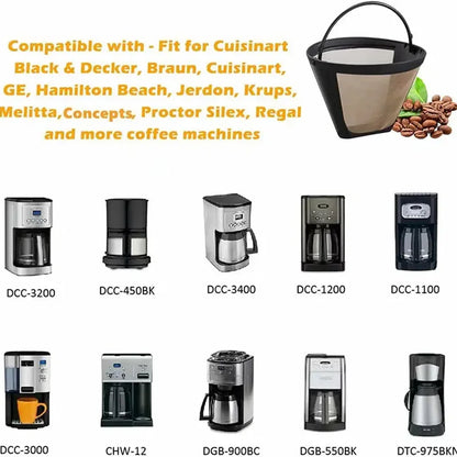 Useful Reusable 10-12 Cup Coffee Filter Permanent Cone-Style Coffee Maker Machine Filter Gold Mesh With Handle Cafe Coffees Tool