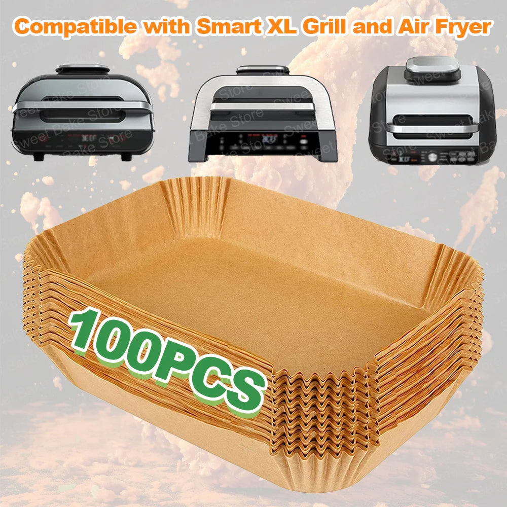 Air Fryer Liners Rectangular Disposable Parchment Paper for Ninja FG551 6-in-1 Grill Air Fryer Baking Accessories for Ninja XL