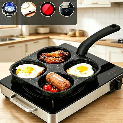 4-Cup Nonstick Frying Pan Egg Pancake Cooker Induction Gas Compatible Breakfast Maker Holiday Gift Kitchen Cooking Tool