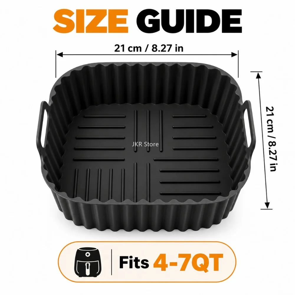 Square Silicone Air Fryer Liners Reusable Non Stick Baking Mat for 4 to 7QT Fryer Oven Microwave Kitchen Baking Use