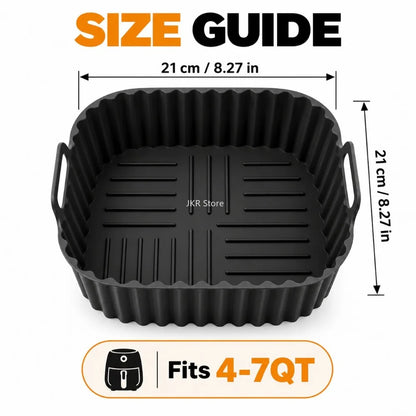 Square Silicone Air Fryer Liners Reusable Non Stick Baking Mat for 4 to 7QT Fryer Oven Microwave Kitchen Baking Use