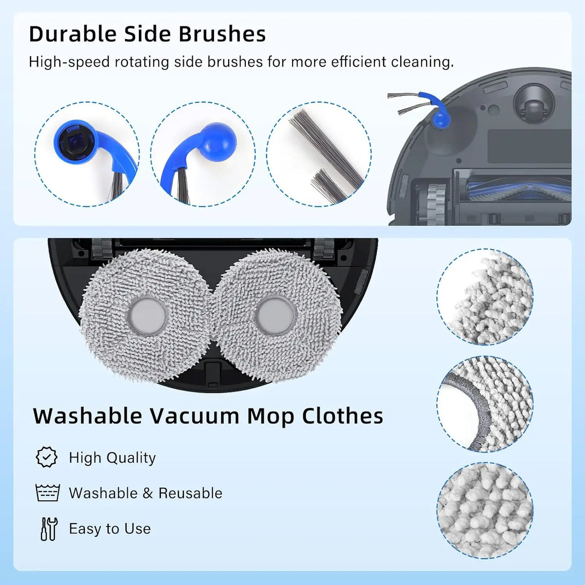 For Ecovacs T30C / T30C OMNI Vacuum Cleaner Replacement Accessories Main Side Brush HEPA Filter Mop Cloths Dust Bag Spare Parts