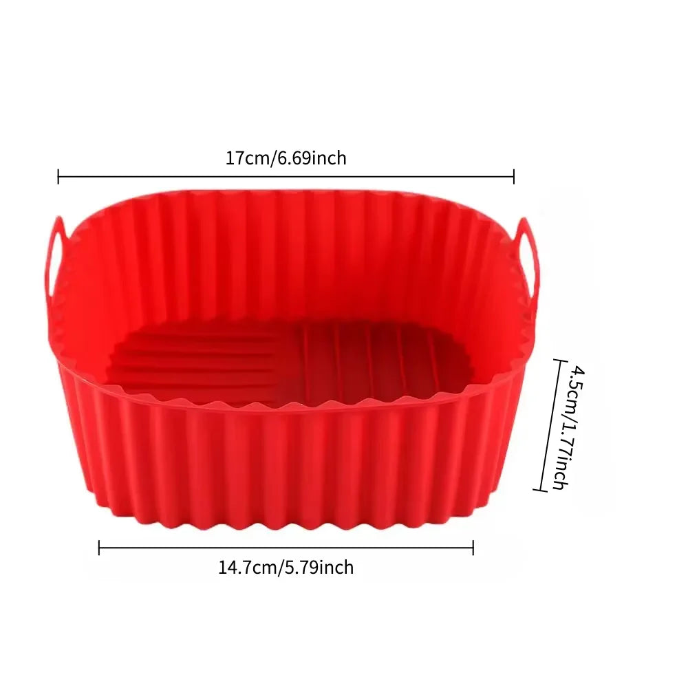 Square Silicone Air Fryer Baking Pan Reusable Non-Toxic for Oven BBQ Barbecue Kitchen Cooking Bakeware Tool