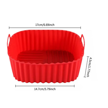 Square Silicone Air Fryer Baking Pan Reusable Non-Toxic for Oven BBQ Barbecue Kitchen Cooking Bakeware Tool