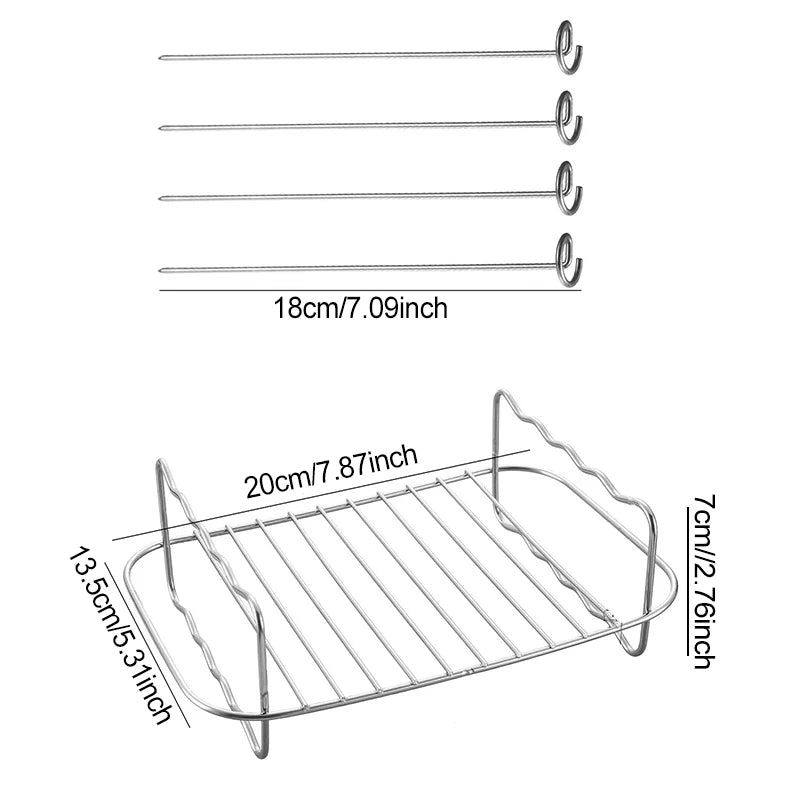 Air Fryer Accessories Metal Oven Air Fryer Racks For Baking Stackable Grill Skewer Rack Fit All Airfryer 4.2Qt - 5.8Qt
