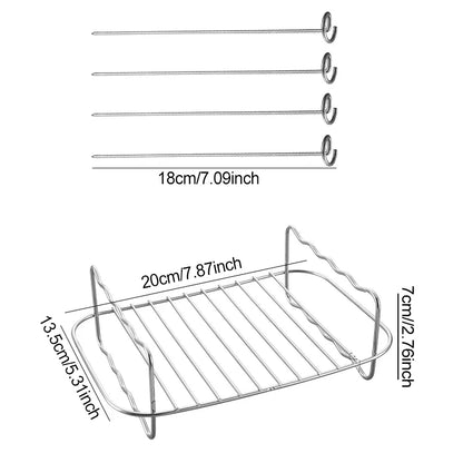Air Fryer Accessories Metal Oven Air Fryer Racks For Baking Stackable Grill Skewer Rack Fit All Airfryer 4.2Qt - 5.8Qt