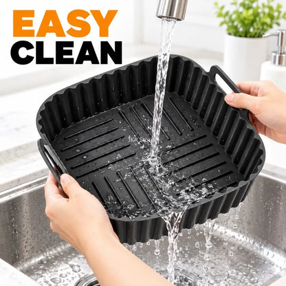 Square Silicone Air Fryer Liners Reusable Non Stick Baking Mat for 4 to 7QT Fryer Oven Microwave Kitchen Baking Use