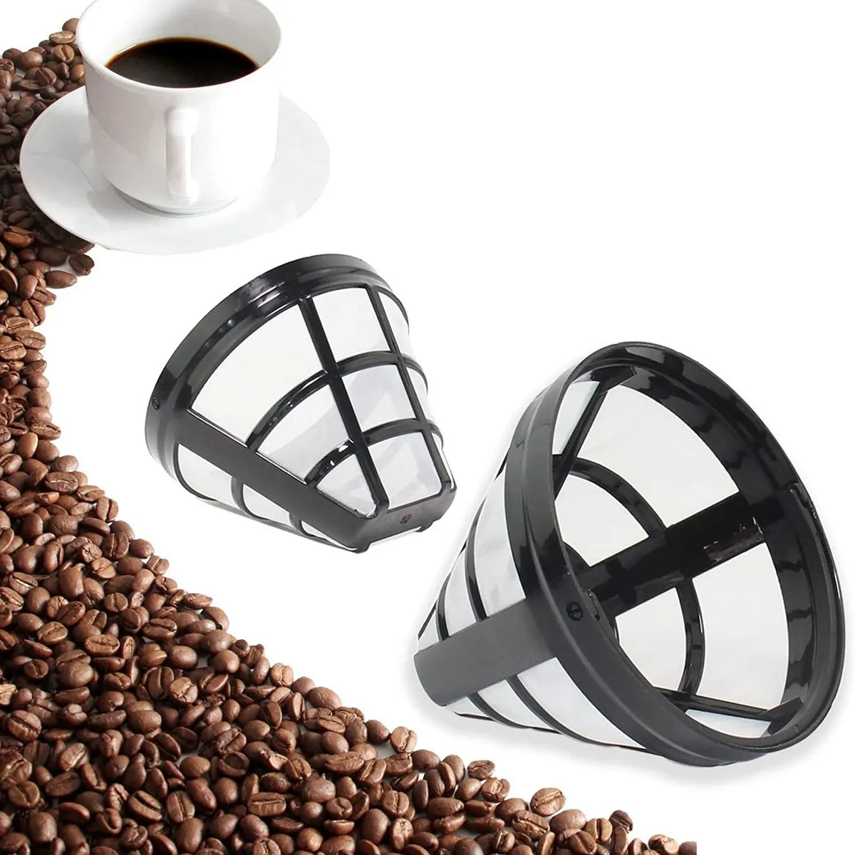 2Pack No.4 Reusable Coffee Maker Basket Filter for Cuisinart Ninja Filters, Fit Most 8-12 Cup Basket Drip Coffee Machine