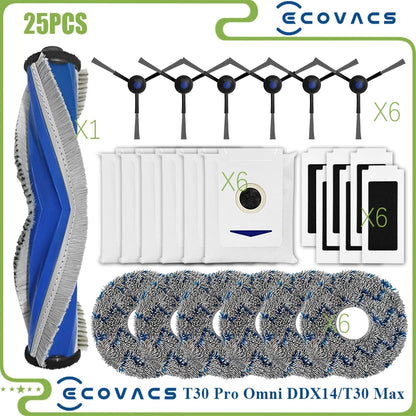 For Ecovacs Deebot T30 PRO OMNI / T30 Max / T30 / DDX14 Vacuum Cleaner Main Side Brush Filter Mop Cloth Replacement Parts