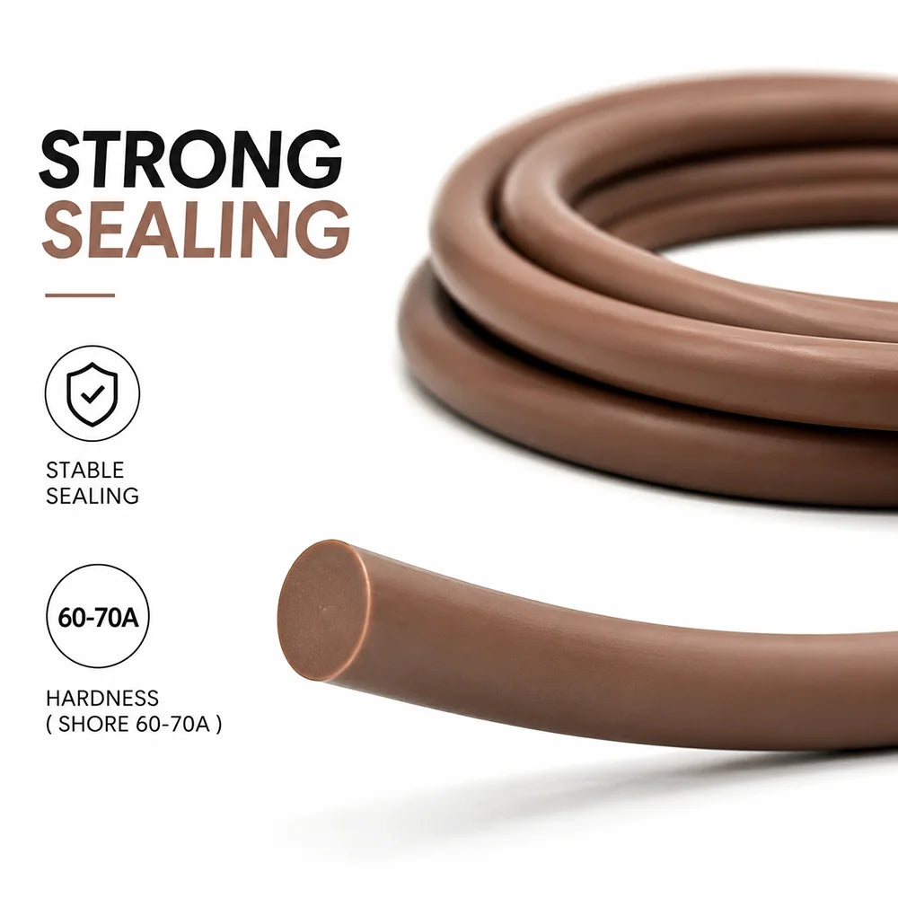 10/5/2M Brown FKM Seal Strip Dia 1.5~10mmHigh temperature/abrasion resistant/equipment cabinet door sealing strip