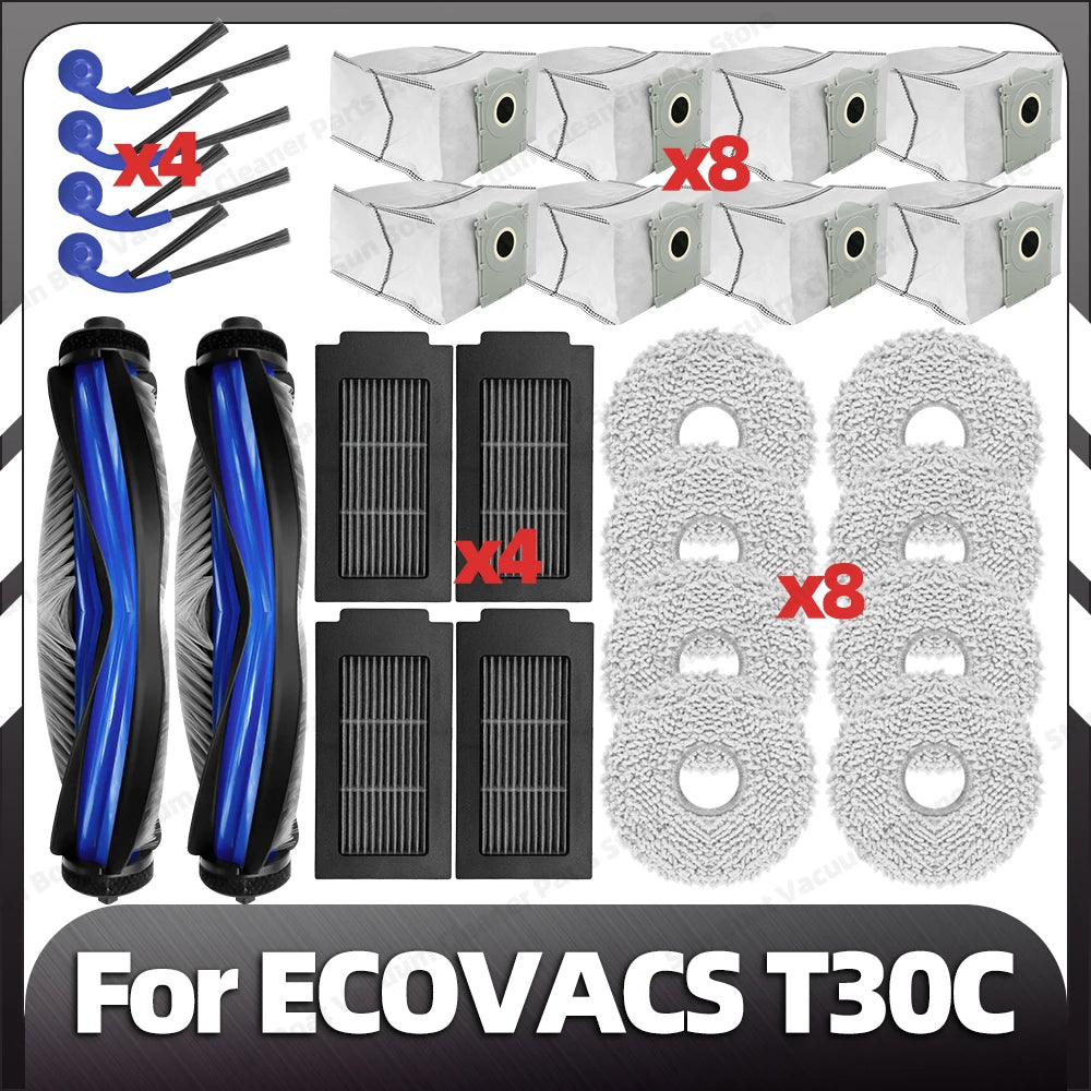Compatible with ECOVACS T30C / T30C OMNI / T30C PRO OMNI Main Side Brush Filter Mop Pad Dust Bag Spare Parts Accessories