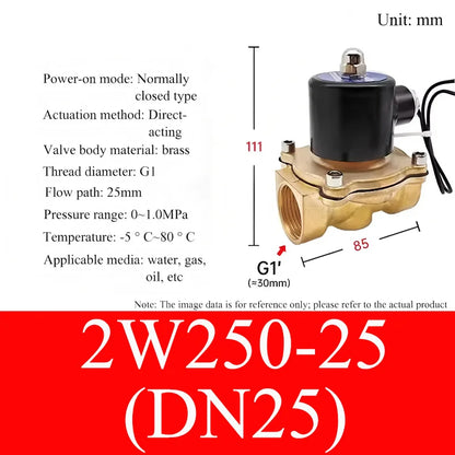 2W Small Solenoid Valves Water Valves Pneumatic Control Valves DN8/10/20/50 Normally Closed 12V 24V 220V 110V For Water Oil Air