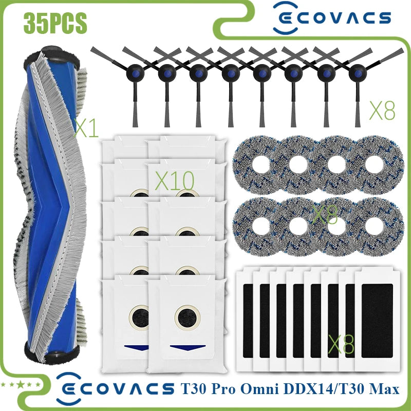 For Ecovacs Deebot T30 PRO OMNI / T30 Max / T30 / DDX14 Vacuum Cleaner Main Side Brush Filter Mop Cloth Replacement Parts