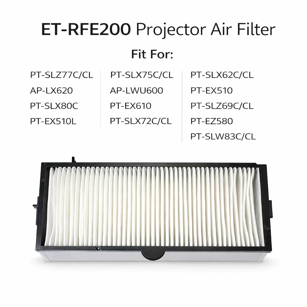 Replacement Projector Air Filter — ET-RFE200 / PT-SLZ77C / AP-LX620 / PT-SLX80C / PT-EX510L — Model Options