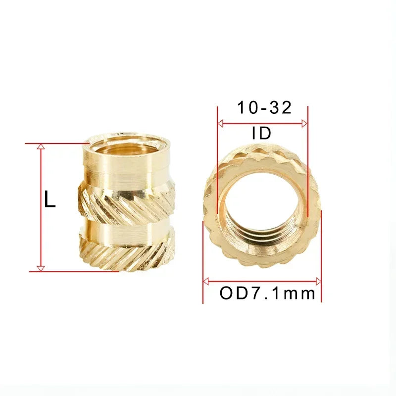 1/4 2-56 4-40 6-32 8-32 10-32 Hot Melt Heat Brass Copper Insert Nut Inch Size Nutsert Threaded Nuts Inserts Insertnut Embedded