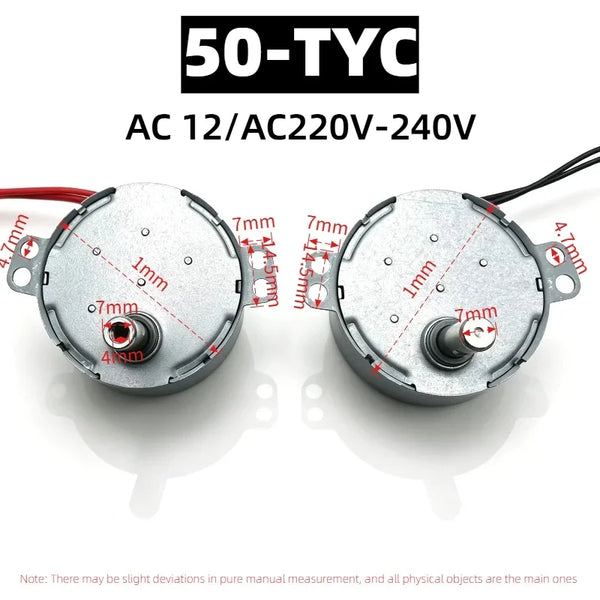 Stable TYC-50 Synchronous Motor 220-240V 5-6RPM, High Torque 4KGF.CM CW/CCW 4W AC Gear Motor for Microwave/Fan