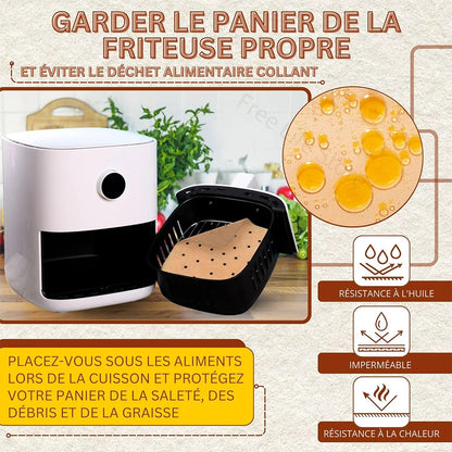 100Pcs Air Fryer Disposable Paper Square Perforated Papers Non-Stick Steamer Liners for Air Fryer Oven Microwave Steaming Basket