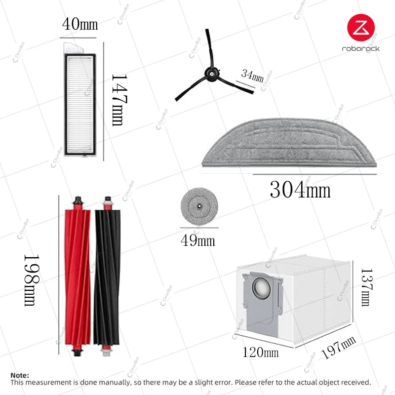 Compatible with Roborock S8 MaxV Ultra Robot Vacuum Parts Main Roller Side Brush Hepa Filter Mop Pad Cloth Dust Bag Accessories