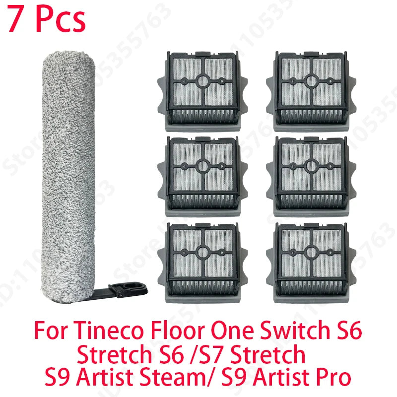 For Tineco Floor One Switch S6/Stretch S6 /S7 Stretch/ S9 Artist Steam/ S9 Artist Pro Wet Dry Vacuum Cleaner Roller Brush Filter