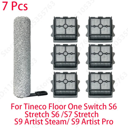 For Tineco Floor One Switch S6/Stretch S6 /S7 Stretch/ S9 Artist Steam/ S9 Artist Pro Wet Dry Vacuum Cleaner Roller Brush Filter