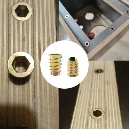 50pcs/100pcs Furniture Nut Zinc Alloy Hex Drive Insert Nuts Hex Drive Head Threaded For Wood Furniture Connector M4 M5 M6 M8 M10