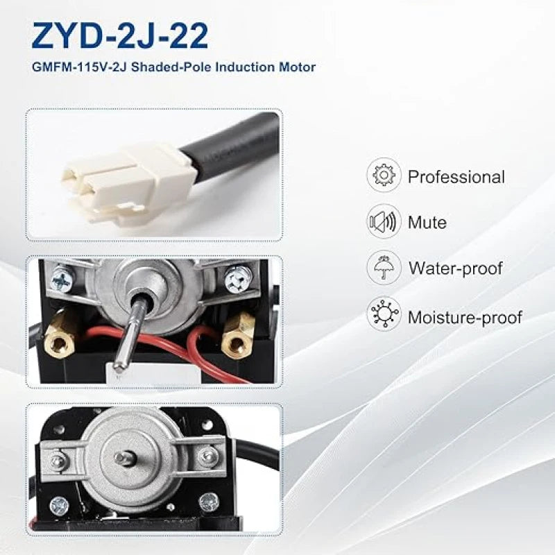 Replacement Refrigerator Fan Motor — 115V — ZYD-2J-22 / GMFM-115V-2J Reference
