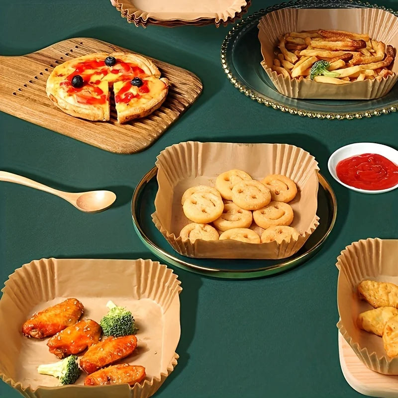 10-200pcs Air Fryer Disposable Paper Liner Square Air Fryer Liner Oil & Parchment Paper for Baking Roasting & BBQs Gr
