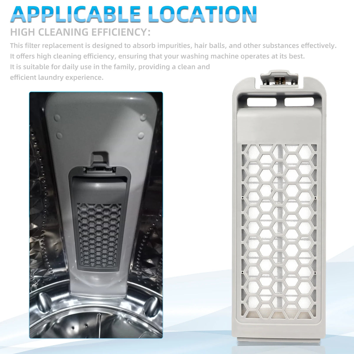 Washing Machine Filter Box Compatible with Samsung DC62-00018A DC97-16513A, Lint Mesh Filter Replacement (24.5cm x 8.5cm)