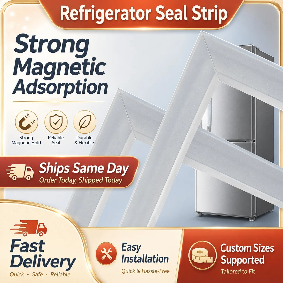 Refrigerator Door Seal — 5M — PVC Magnetic — Custom Size