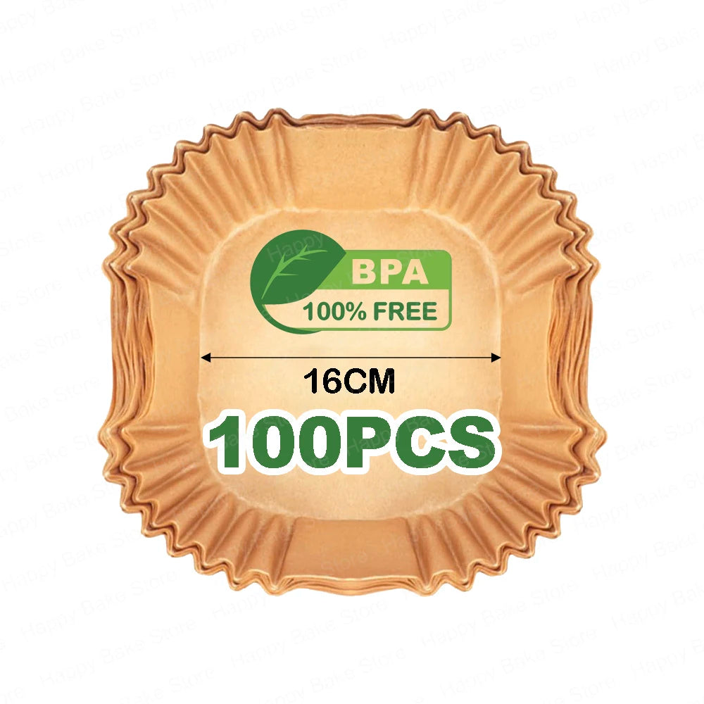 16/20CM Square Air Fryer Disposable Non-stick Parchment Paper Baking Liner Compatible with Cosori Philips Cecotec Oil-Free Fryer