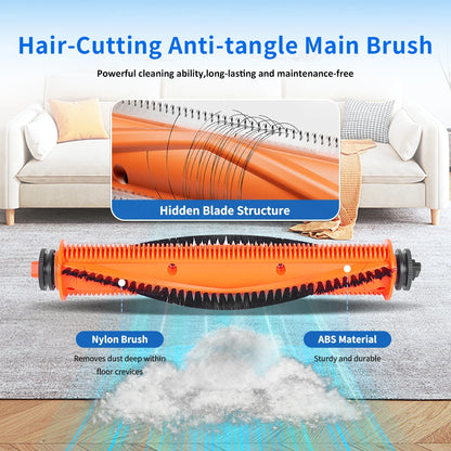 TriCut Brush Compatible with Xiaomi Mijia 5 PRO OV21CN M40S Robot Vacuum Accessories Hard Floor Anti-Tangle Main Brush Part Roller Brush