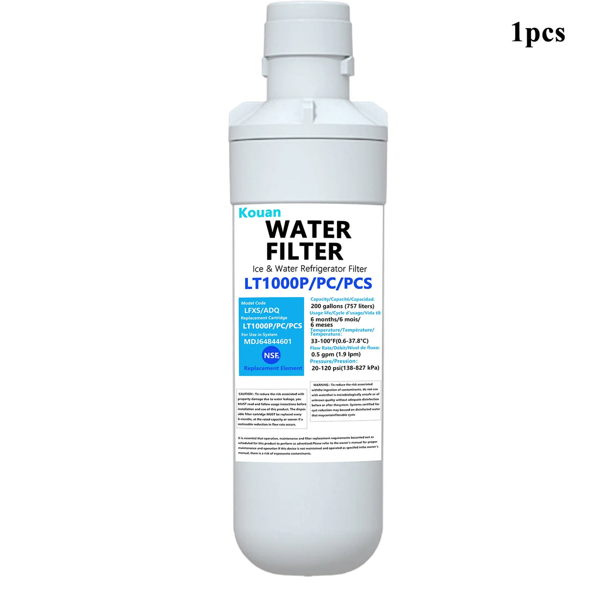 Replacement Refrigerator Water Filter Compatible with LG LT1000P / ADQ747935 / MDJ64844601 / ADQ74793501 / LMXS28626S