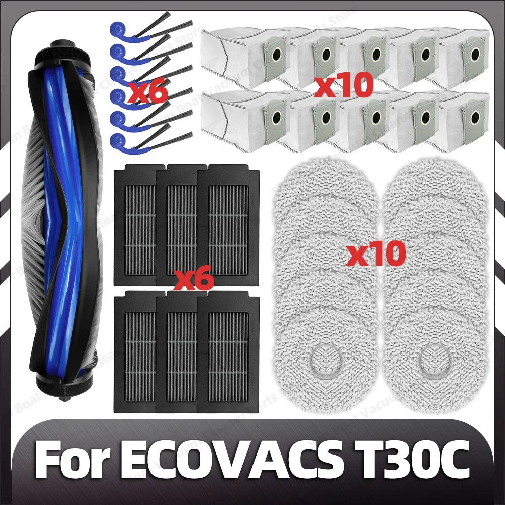 Compatible with ECOVACS T30C / T30C OMNI / T30C PRO OMNI Main Side Brush Filter Mop Pad Dust Bag Spare Parts Accessories