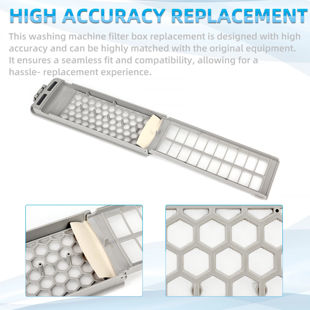 Washing Machine Filter Box Compatible with Samsung DC62-00018A DC97-16513A, Lint Mesh Filter Replacement (24.5cm x 8.5cm)