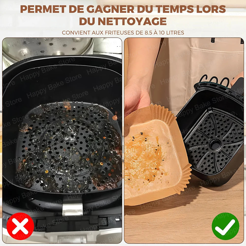 16/20CM Square Air Fryer Disposable Non-stick Parchment Paper Baking Liner Compatible with Cosori Philips Cecotec Oil-Free Fryer