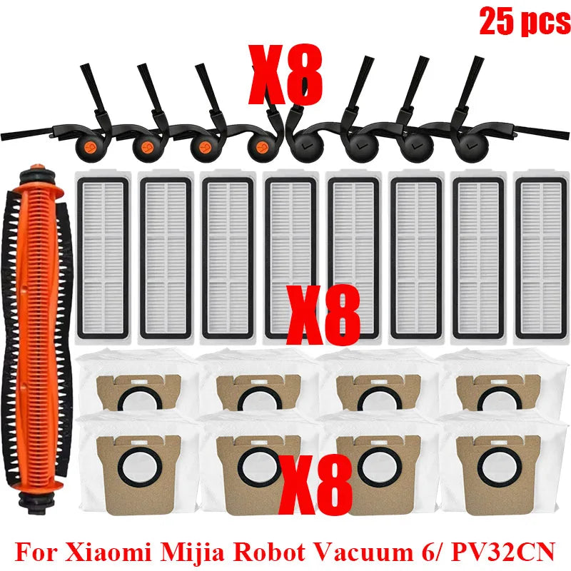 Compatible with Xiaomi Mijia Robot Vacuum 6/ PV32CN Vacuum Cleaner Accessories Main Roller Side Brush Filter Roller Mop Replacement Spare