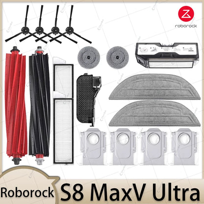Compatible with Roborock S8 MaxV Ultra Robot Vacuum Parts Main Roller Side Brush Hepa Filter Mop Pad Cloth Dust Bag Accessories