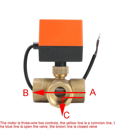 1/2" 3-Way Motorized Ball Valve DN15 Threee-Wire Two Point Control Brass Electric Ball Valve 220V 12V 24V