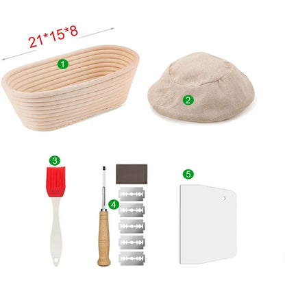 5/8pcs Bread Banneton Proofing Basket Natural Rattan Wicker Oval Round Dough Sourdough Baskets Cane Baking Fermentation