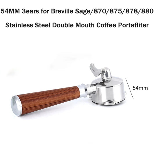 54MM 3ears Coffee Filter Breville Sage/870/875/878/880 Stainless Steel Double Mouth Coffee Portafliter Espresso Coffee Tool