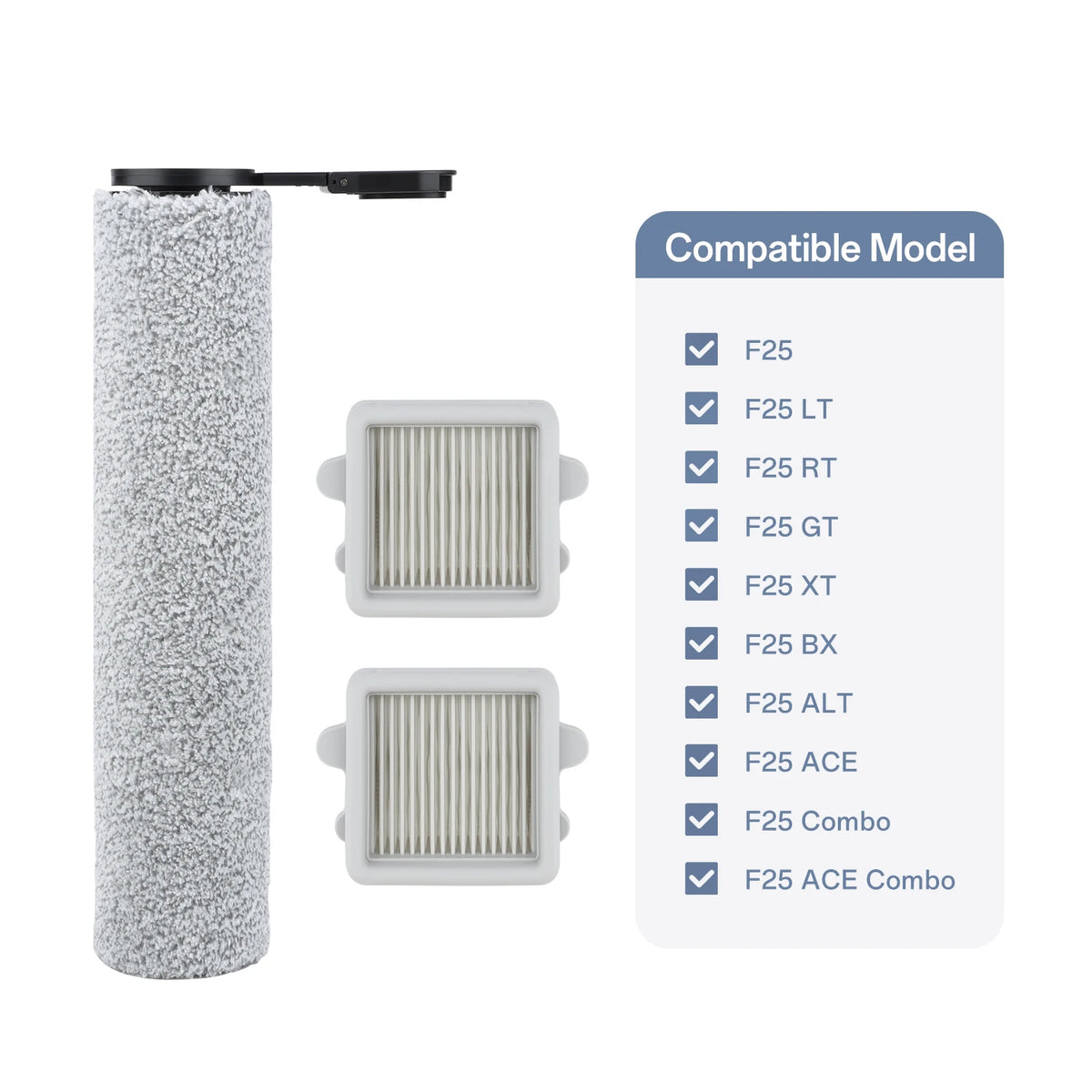 Compatible with Roborock F25 /F25 ACE /F25 Combo /F25 ALT/F25 LT/RT/GT/XT/BX Brush Roll Filter Wet Dry Vacuum Cleaner Replacement Parts